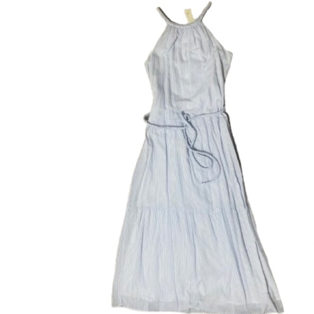 NWT Japna Light Blue & White Striped Halter Maxi Dress